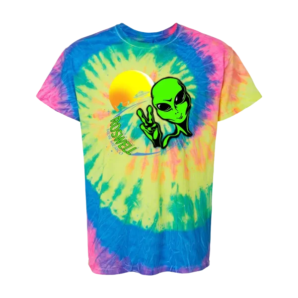 Peace Alien on Neon Rainbow