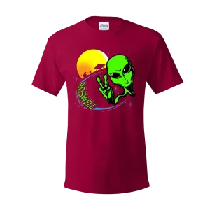 Peace Alien on Deep Red